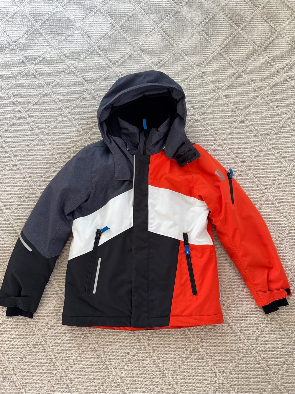 Reima Tec Kids Boys Ski Snow Jacket size 8Y Black Grey Orange